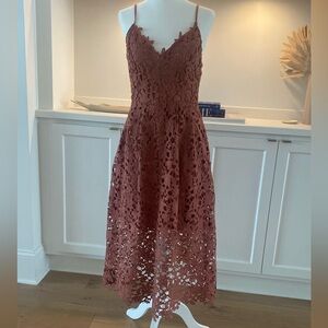 Astr Lace Midi Dress in Rust